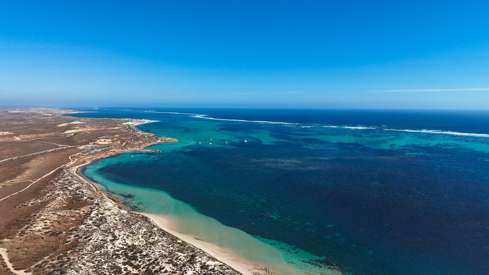 Bright aerial coastline view of Ningaloo in Western Australia